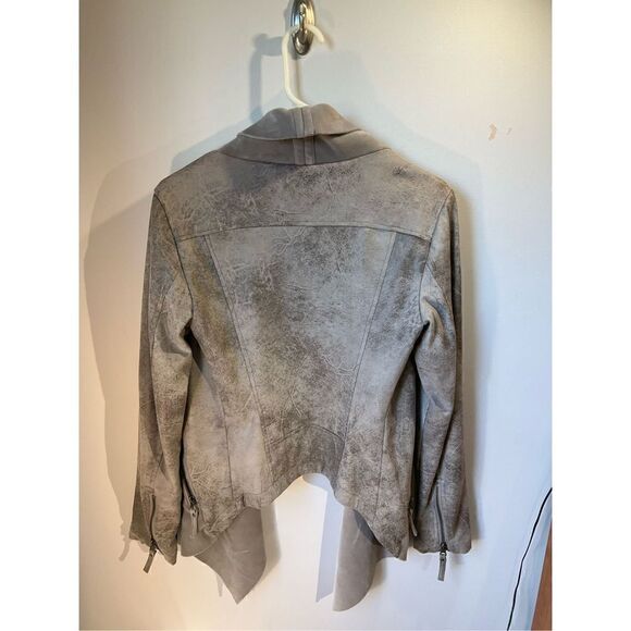 BNCI Waterfall Open Cardigan Jacket. Small. Greyish/tan. Velour/faux sueded leat - Picture 4 of 11